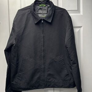 Claiborne Black Windbreaker Jacket with Long Sleeves and Casual Style